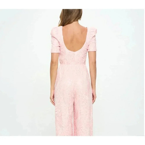 Women Pink Casual Cocktail Short Sleeve Wide Leg Pant Romper Jumpsuits S, M, L - Picture 3 of 3